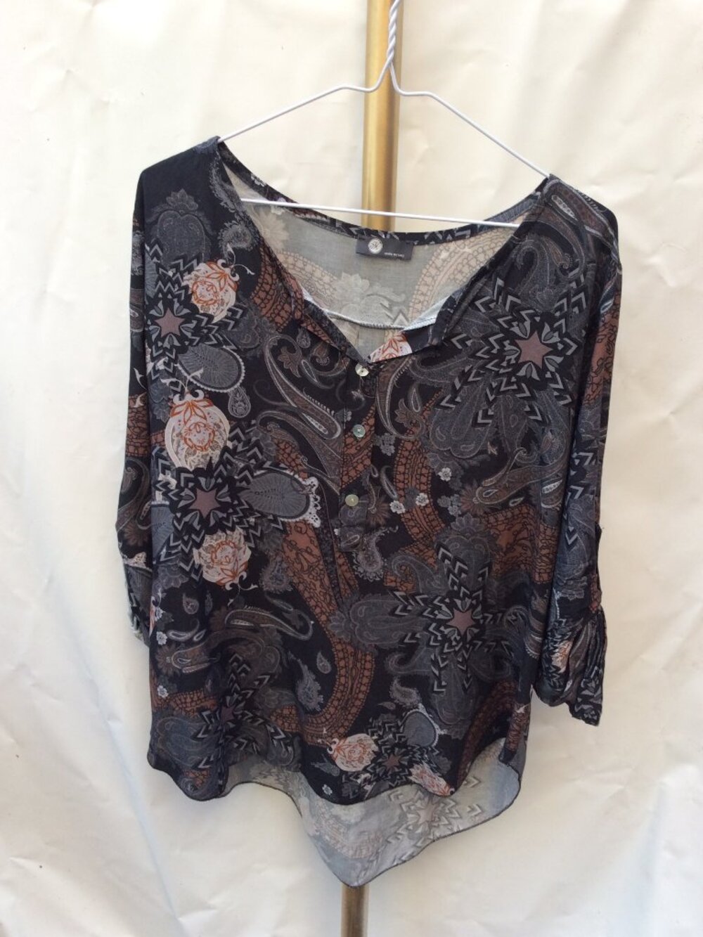 Made In Italy 100% Viscose Mixed Print Blouse - Size L